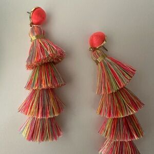 coral colorful tassel earrings